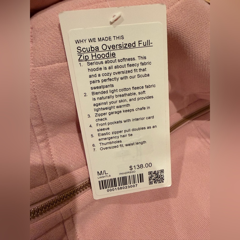Brand New! Lululemon’s Women’s Light Pink Scuba! Size M/L - Picture 10 of 10